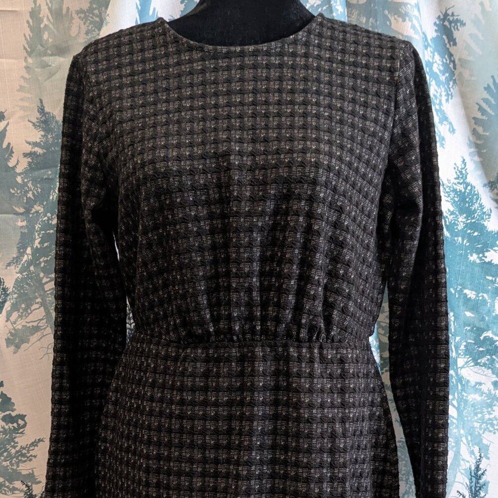NWT LOFT Black & White Textured Midi Dress | Petite Medium
